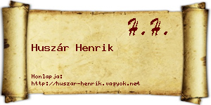 Huszár Henrik névjegykártya